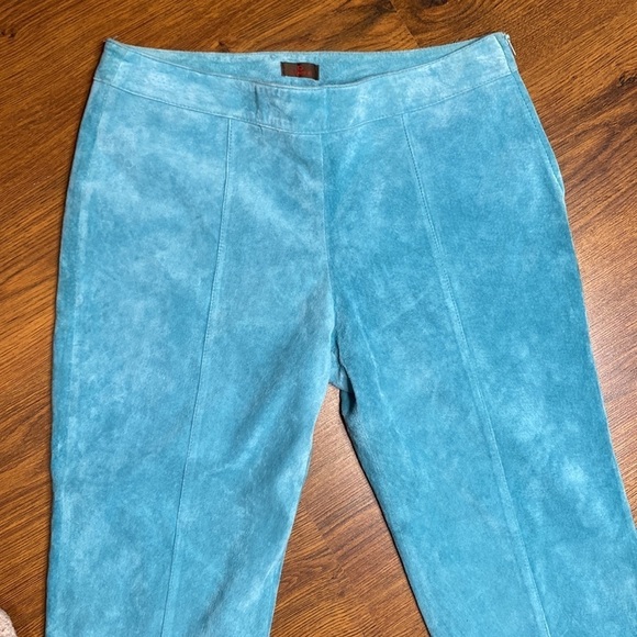 🌷 Danier 🌷 Suede Leather  Aqua Blue Capri Pants - Picture 4 of 8